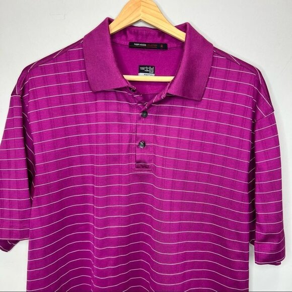 TIGER Woods Collection Nike Dry Fit Purple Golf Polo shirt Size L - Picture 2 of 7